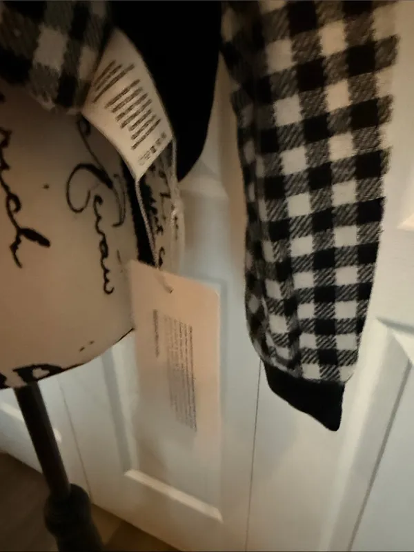 BloomChic Black and White Plaid Double-Breasted Pea Coat - Image 2