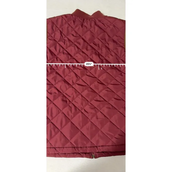 Croft & Barrow Women Burgundy Quilted Zip Up Vest Ribbed Sides Faux Suede Trim L - Image 6