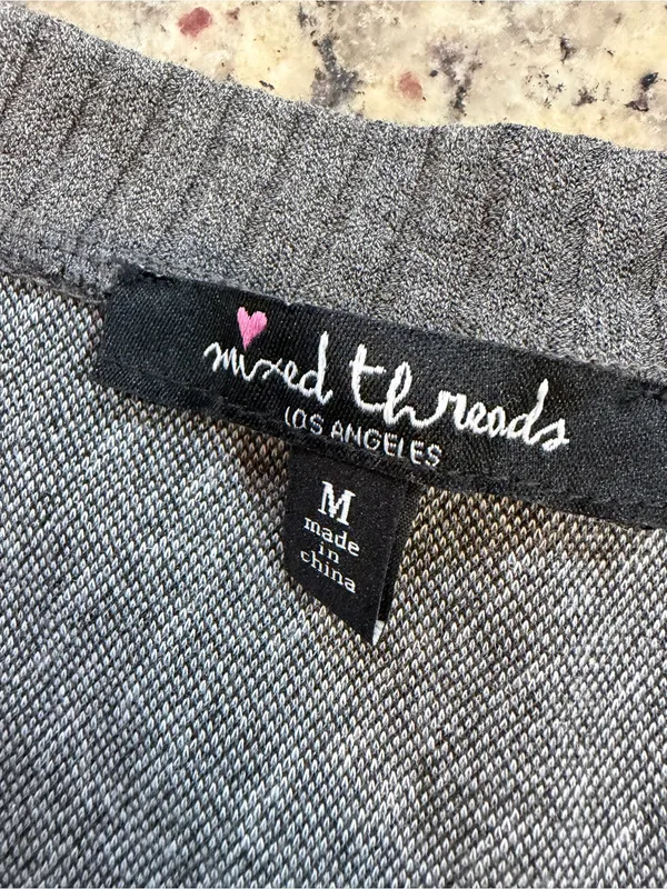 Mixed Threads Houndstooth V-Neck Crop Sweater Vest - Gray/White - Image 2