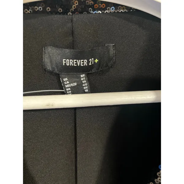 Forever 21 Black Sequin Blazer Disco Glam Oversized 14/16 - Image 6