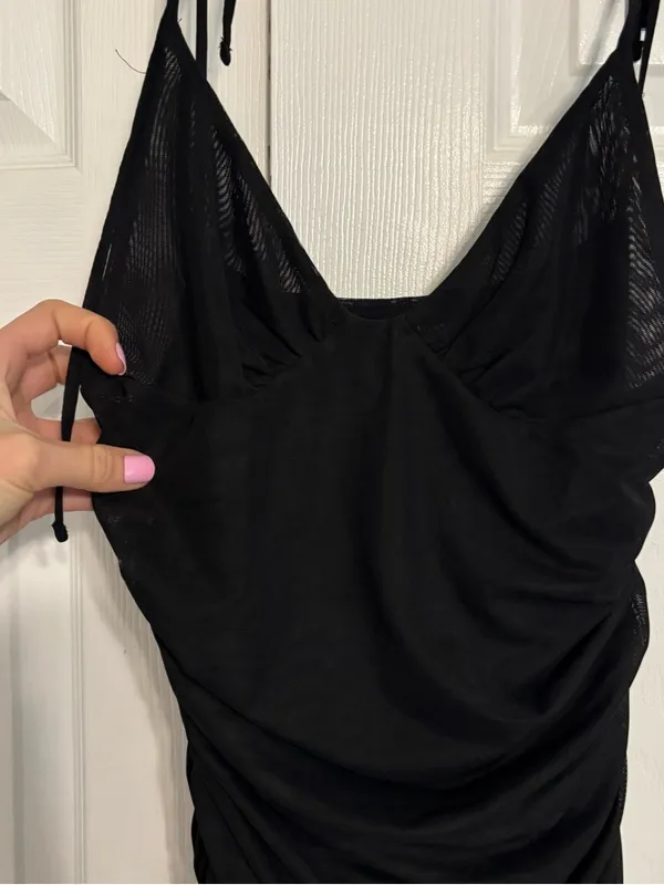 Aritzia Wilfred Black Cinched Midi Dress - Image 3