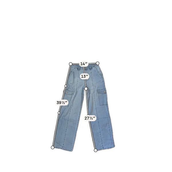 Wide Leg Grunge Cargo Jeans Light Wash High Rise Utility Y2K Size 6 d. Jeans - Image 4