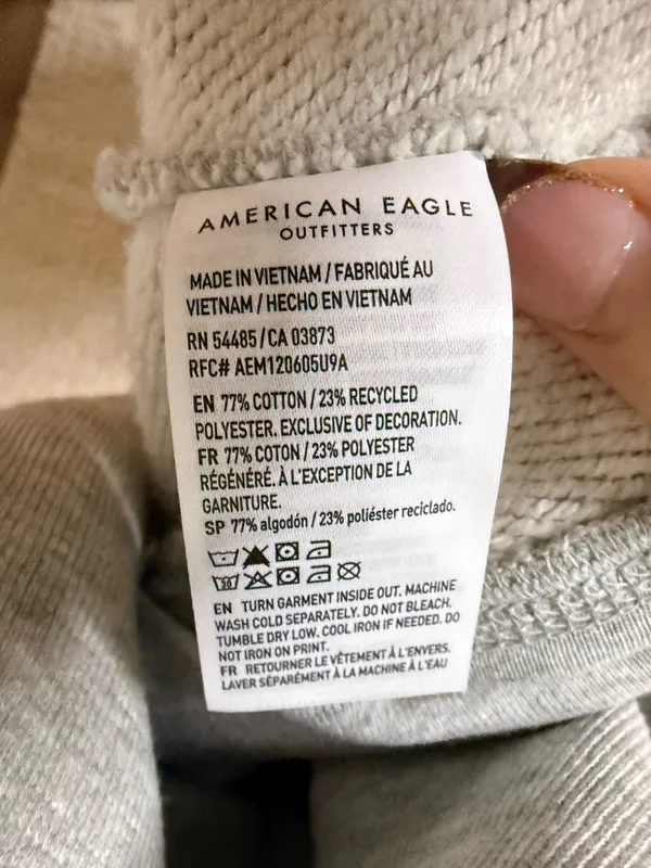 American Eagle “Smile More" distressed bleach wash full zip sweatshirt XL Tall - Image 11