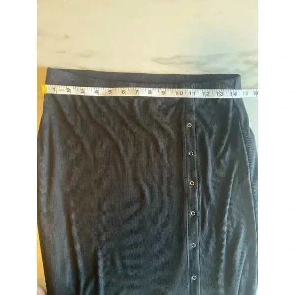 Truth By Republic Women's Black Front Slit‎ Maxi Skirt Buttons Size M Medium - Image 4