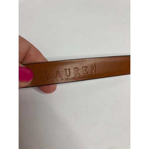 Lauren Ralph Lauren Belt Womens L Brown Excellent Skinny Leather Tortoise Buckle - Image 3