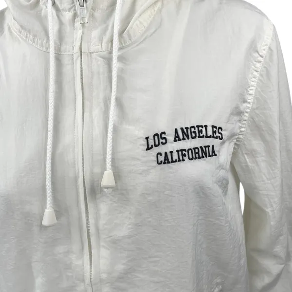 Brandy Melville J. Galt White Los Angeles Hoodie Hooded Windbreaker Jacket Sz S - Image 3