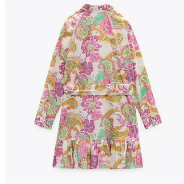 Zara Multicolor Paisley Long Sleeve Dress - Image 2