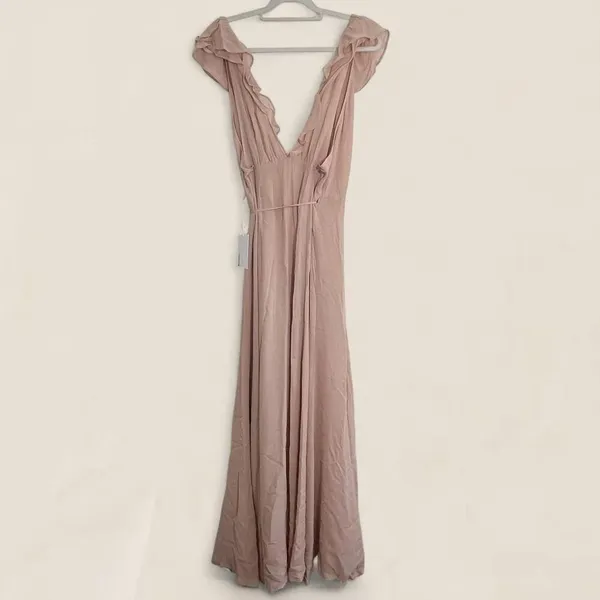 Reformation autumn wedding guest flowy ruffle maxi dress size large - Image 4