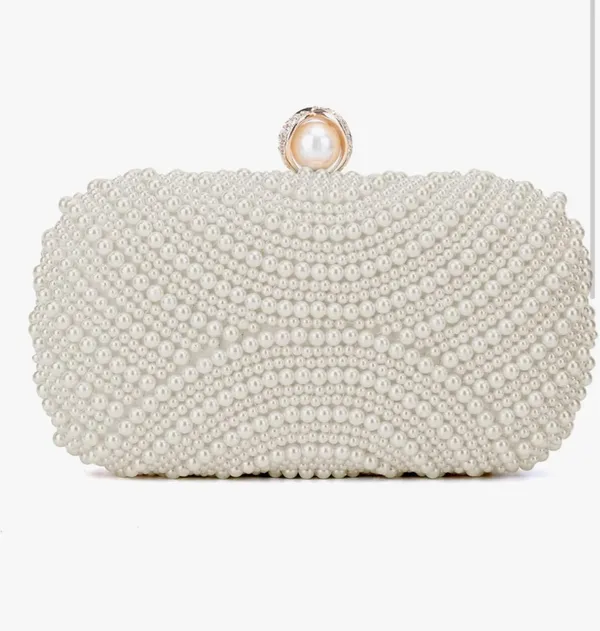 White Pearl Clutch Purse - Image 3