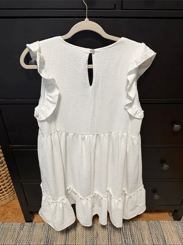 Altar'd State Women’s White Ruffle Sleeve V-Neck Dress - Image 2