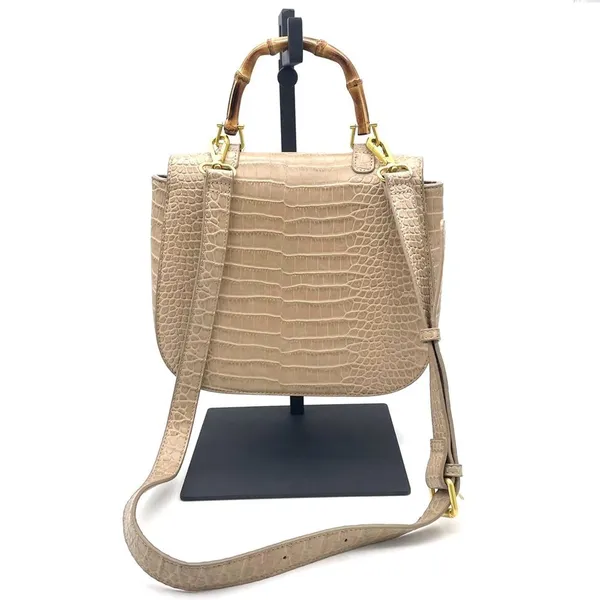 Fawn Design The Bamboo Shoulder Bag in Latte Faux Croc Purse Limited Edition NEW - Image 7