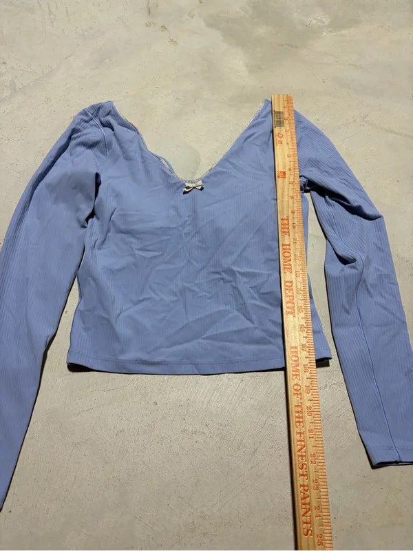Aerie offline long sleeve ribbed cropped shirt blue small - Image 5
