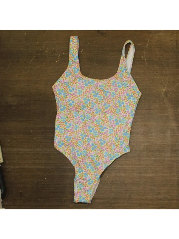 NWT Cotton On Scoop-Back One-Piece Swimsuit With Floral Print White Multi S - Image 5