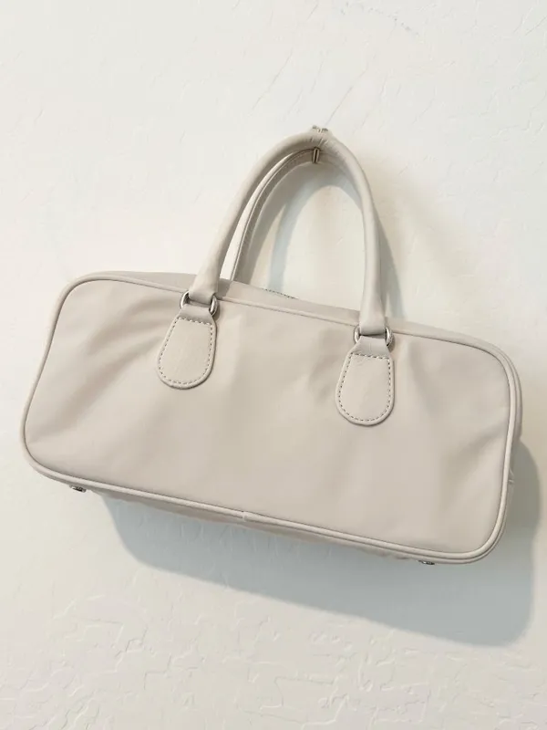 Wilfred Aritzia Lina Bag Ivory Matte Pearl Satin Bowler Zip Handbag 90s Coquette - Image 14