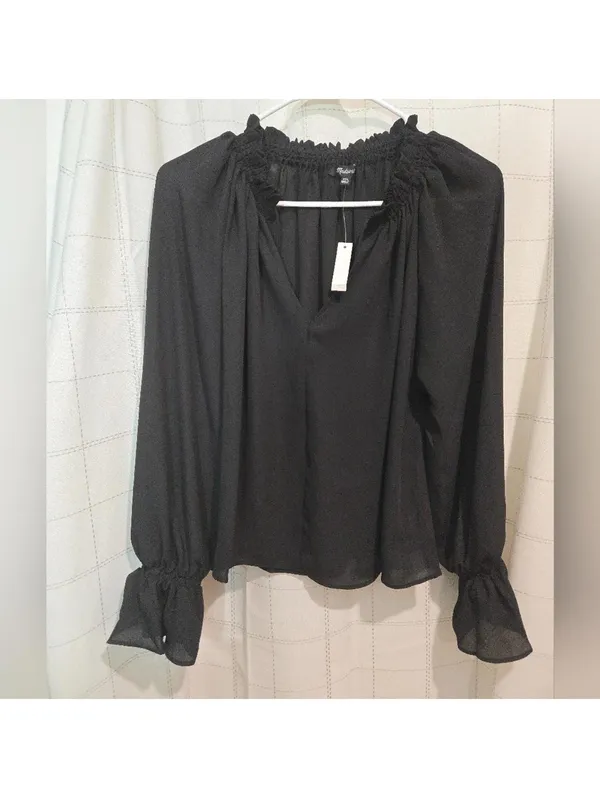Madewell Long-Sleeve Tie-Neck Top - Image 4