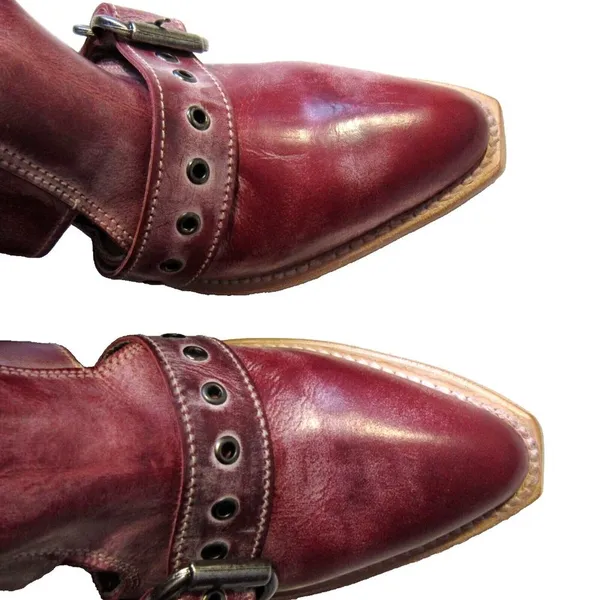 NEW Freebird by Steven Malena Joplin in Red Leather Ankle Buckle Heel Boot 10 - Image 8