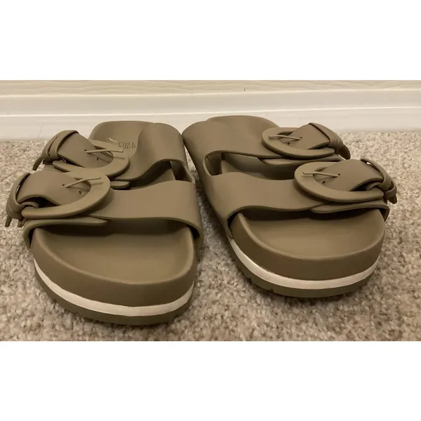 Time & Tru Double Buckle EVA Slide Sandals Taupe Women's Size 7 - Image 3
