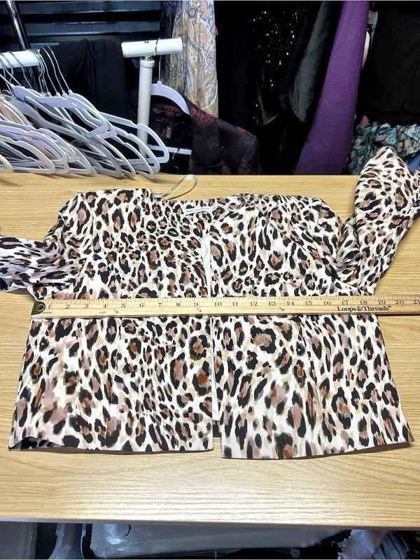 Avec Les Filles Cropped Blazer Leopard Print Brown & Black Size 6 - Image 13