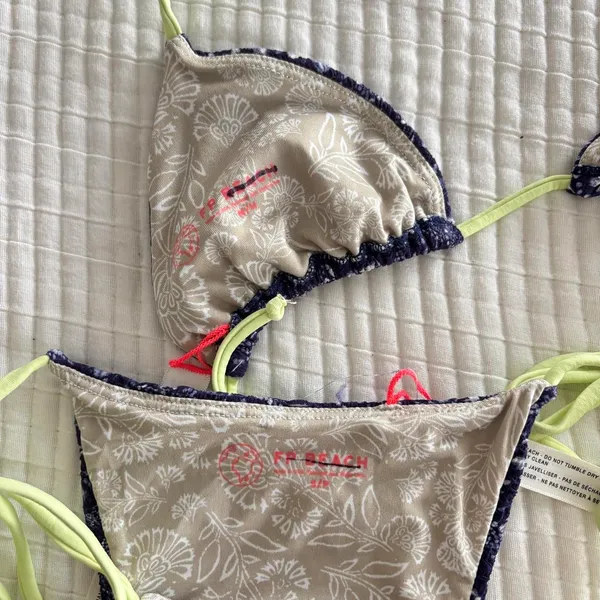 BNWT Free People Michelle patterned blue and green bikini set - Image 2