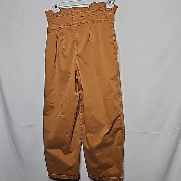 Free People high scrunch pleated waist wide leg cropped tan ginger pants sz 29 - Image 8