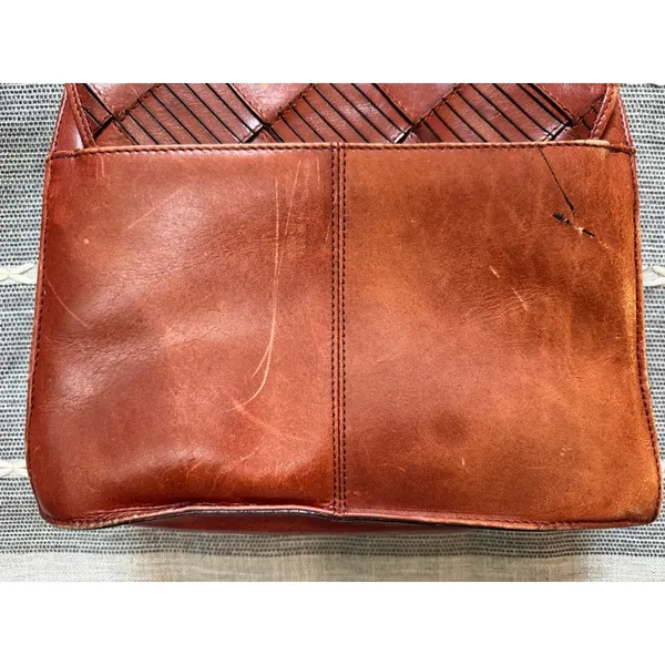 Vintage Brown Woven Leather Etienne Aigner Boho Purse Handbag - Image 13