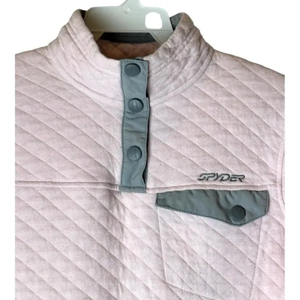 Spyder Sweatshirt Womens S Pink Long Sleeve Snap Mock‎ Neck Quilted Pullover - Image 3