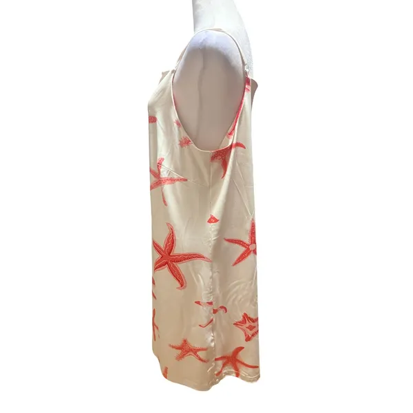 Melly M Starfish Print Shift Dress Large White‎ Coral Excellent Nautical - Image 2