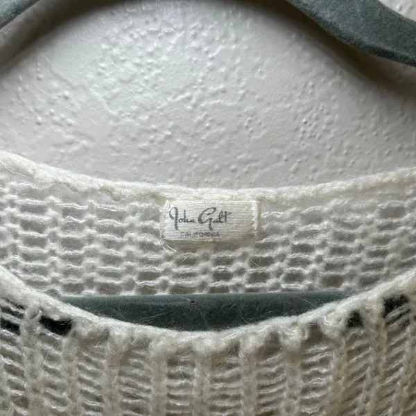 John Galt Brandy Melville White Open Knit Mohair Wool Blend Sweater OS minimal - Image 4