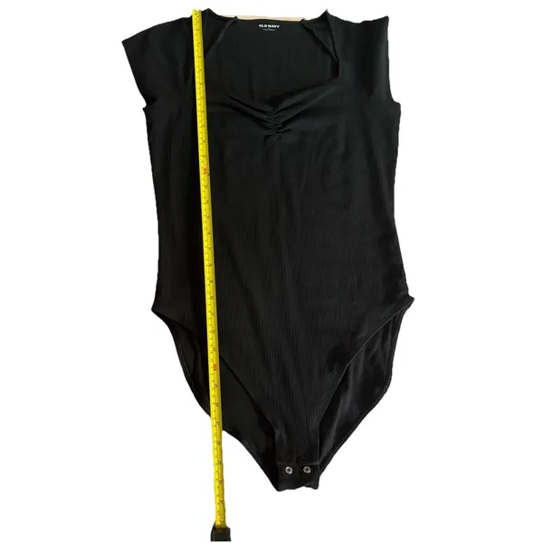 Old Navy Black Ribbed Stretch Sweetheart Neck Thick Material Bodysuit Women's L - Image 5