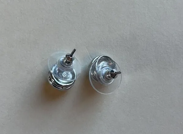Silver Faux Diamond Stud Earrings Jewelry - Image 4