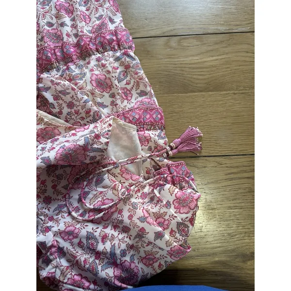 Love The Label‎ Women Size Large Dress Tiered Ruffles Lined Tied Pink Peasant - Image 11