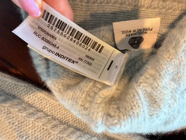 Zara Ski Collection 100% Pure Wool Cable Knit Mock Neck Sweater Size Small Blue - Image 3