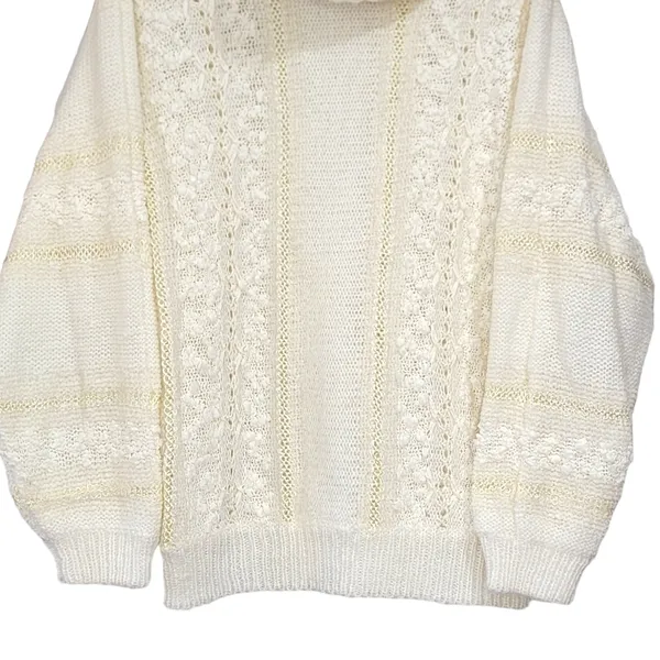 80s Vintage Le Chois Ivory Thick Knit Sweater Women's Size Large - Image 5