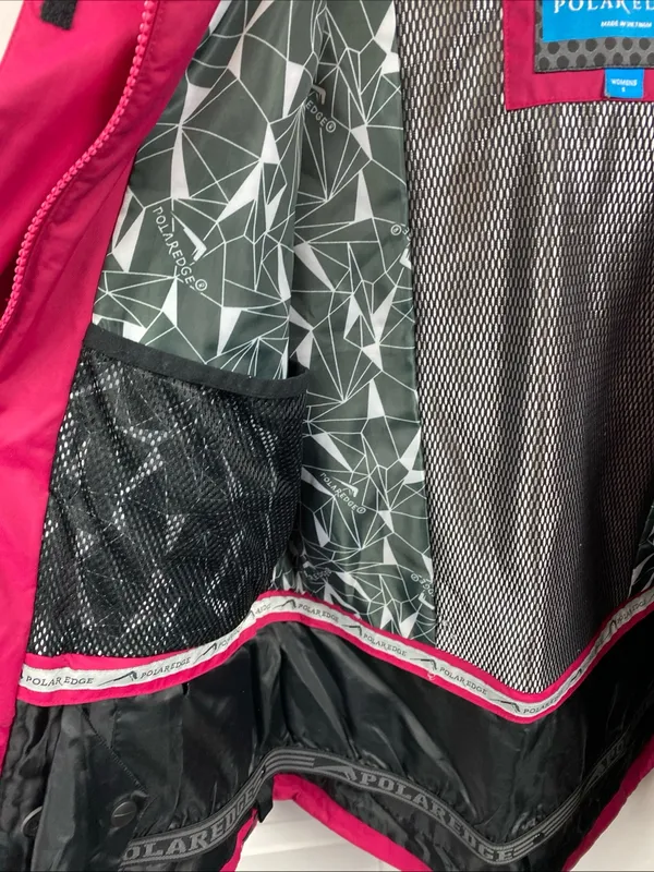 Ski Snow Waterproof Jacket Furry Hood Pink Women’s Small Lined Double Layer - Image 4