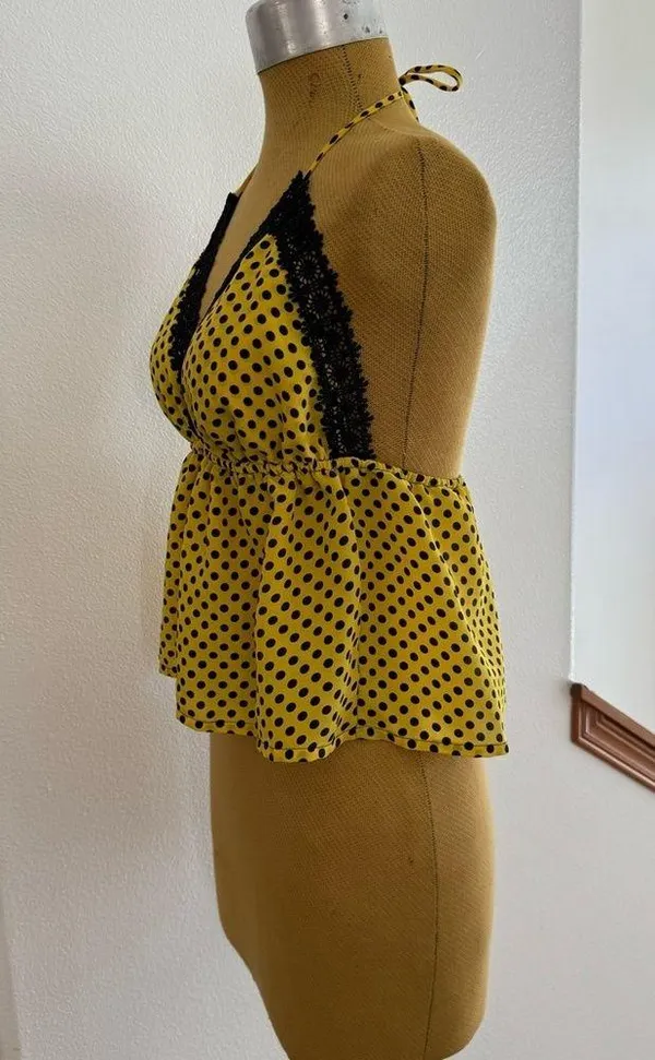 Homemade summer women's yellow top, size M - Image 4