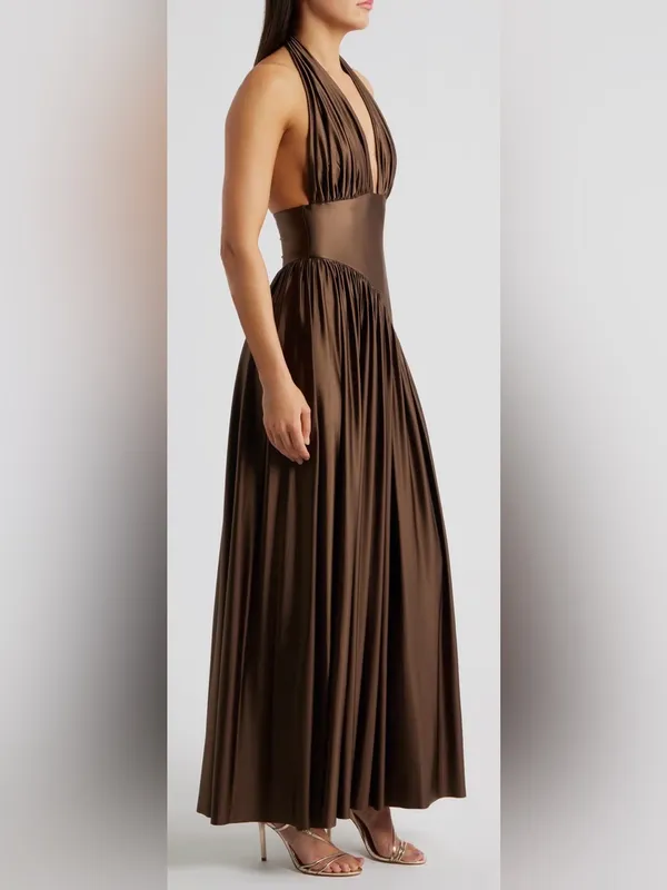 NEW Delfi Collective Rae Jersey Halter Gown Sz M - Image 3