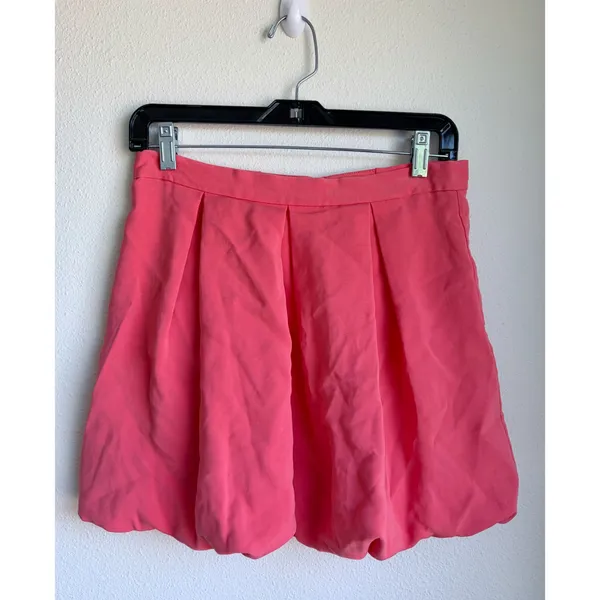 ALICE + OLIVIA Pleated Bubble Hem Coral Salmon Pink Mini Skirt Womens 8 - Image 2