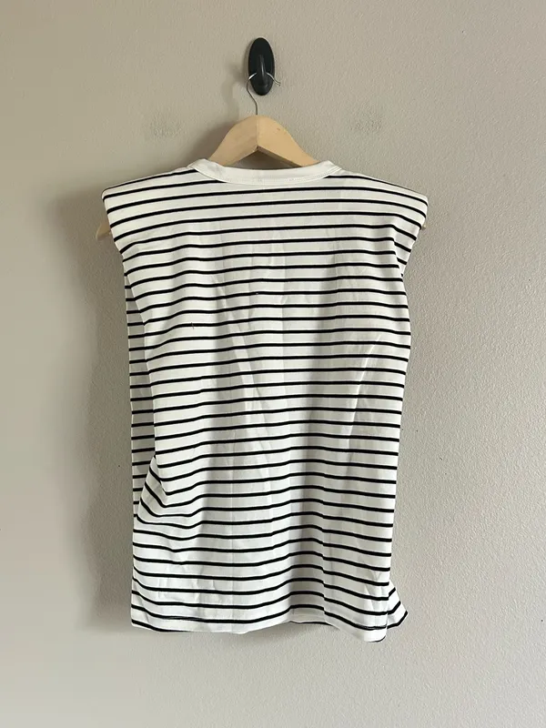 MAEVE Anthropologie Black and White striped Boxy Muscle Tee small NEW - Image 2