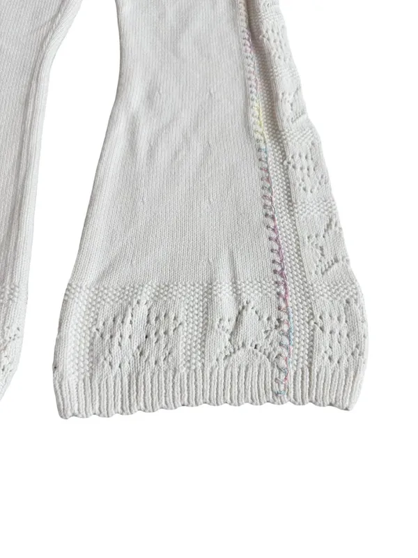 LoveShackFancy White Toro Crochet Flare Pants Wide Leg Pointelle X-Small Women's - Image 10