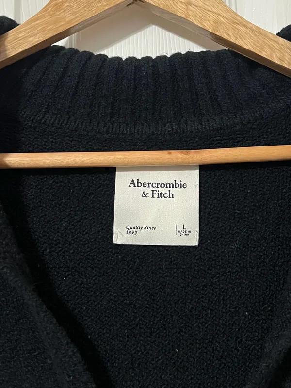 Abercrombie & Fitch Striped Black and White Polo Sweater Size Large Women’s - Image 2
