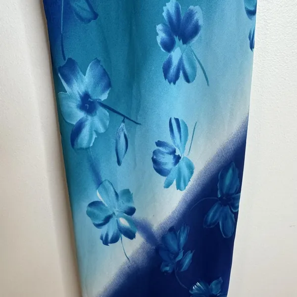 Vintage City Triangles Slip Dress Womens Small Blue Floral Maxi USA 90s dreamy - Image 9