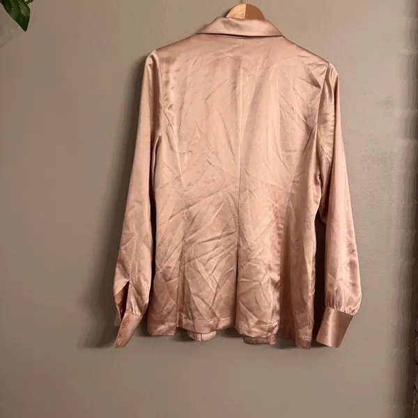 ANINE BING Silk‎ Satin Isabella Blazer Blouse - Image 4