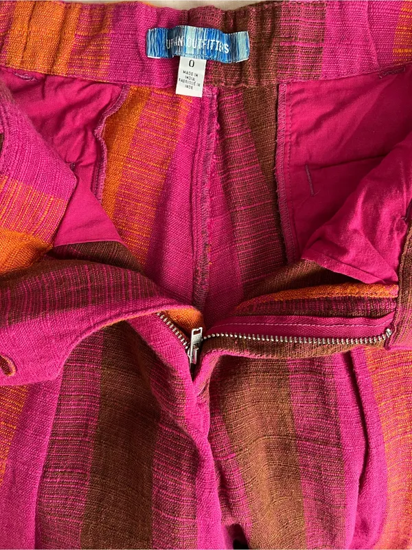 Urban Outfitters• Pink & Orange Low Rise Wide leg Martina Linen Trouser• Sz 0 - Image 6