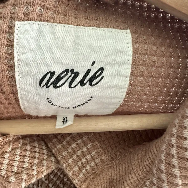 Aerie LumberJane Waffle Shirt Shacket XL Oversized Button Down Slouchy - Image 4