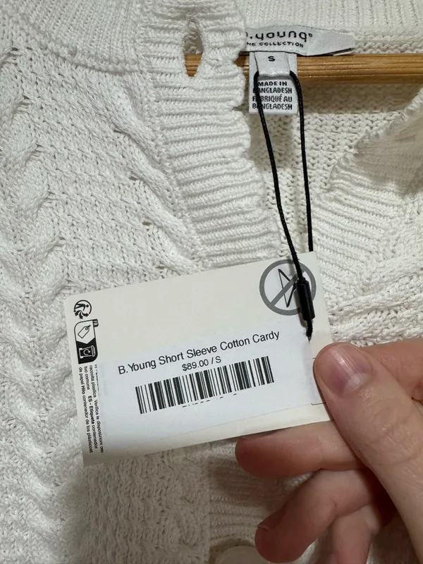 b.young Short Sleeve Cable Knit Cardigan NWT- Size Small - Image 3