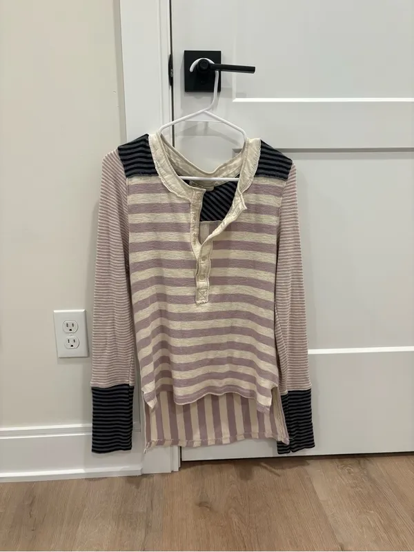 We the Free Give Me Stripes Henley Top Size Small - Image 2