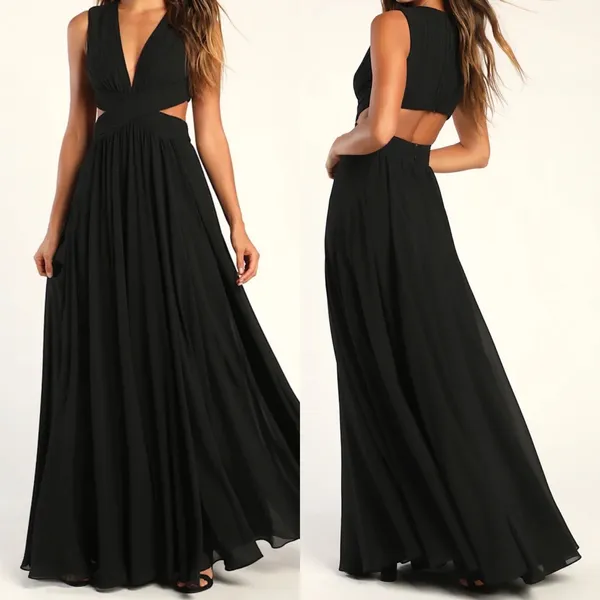 NWT Lulus Size Medium Melora Black Sleeveless Maxi Dress Formal Special Event - Image 2