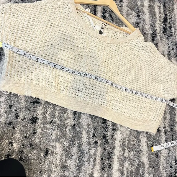 Free People | Lace Up Back Oversized Waffle Knit Sweater Ivory Small - Image 10