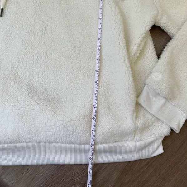 Colosseum K-State Cream Fuzzy 1/4 Button Up Hooded Pullover Top ~ Size M - Image 10