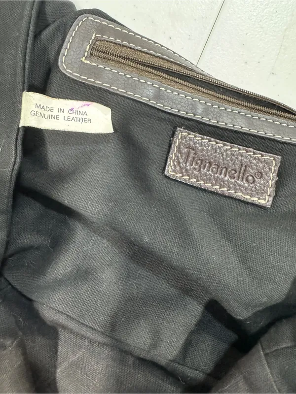 Tignanello Camel Tan Soft Leather Zipper Closure East West Shoulder Bag - Image 7